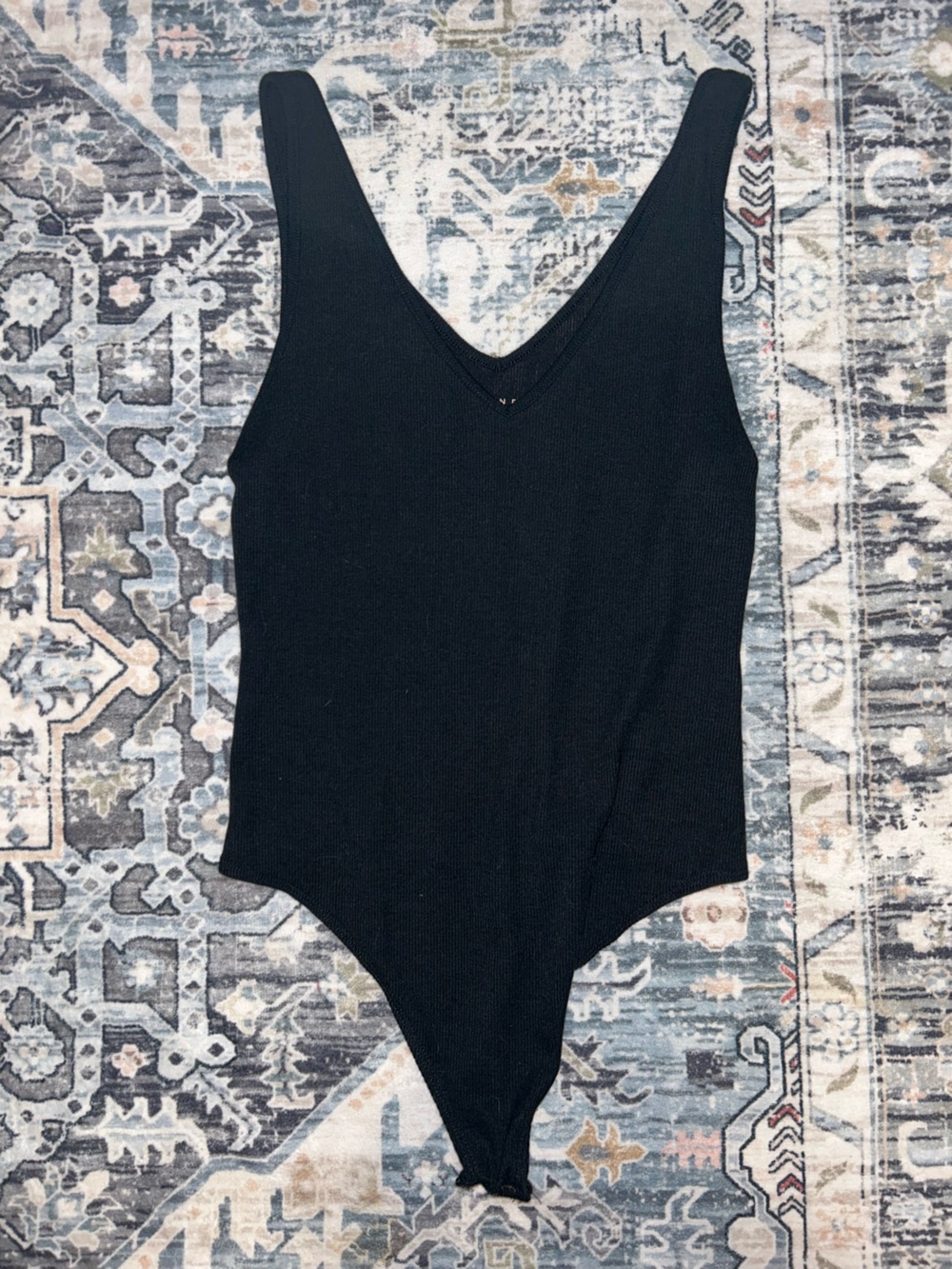 American Eagle Outfitters Black Ribbed V-Neck Bodysuit